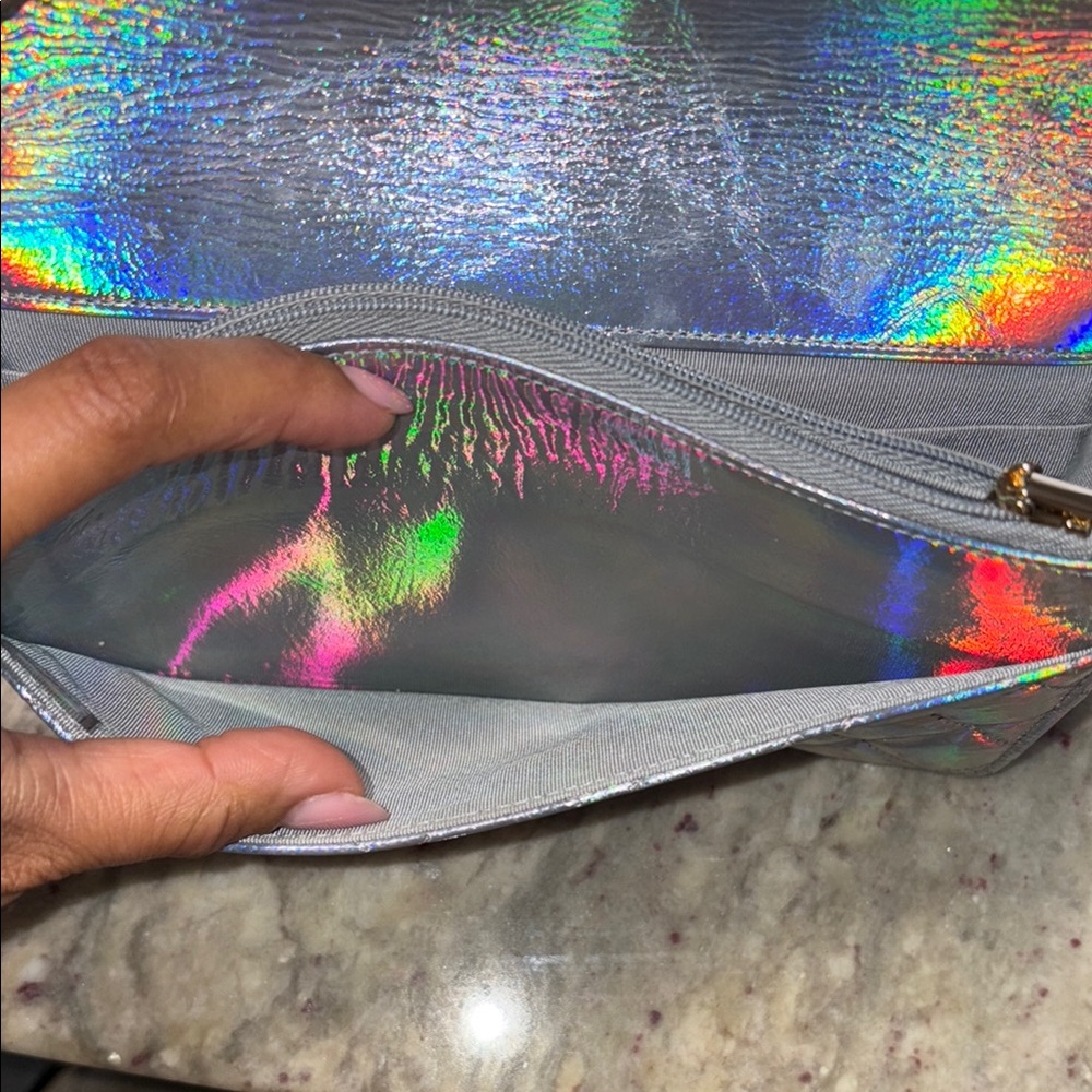 Chanel Goatskin Iridescent Holographic Wallet on Chain - Picture 9 of 14